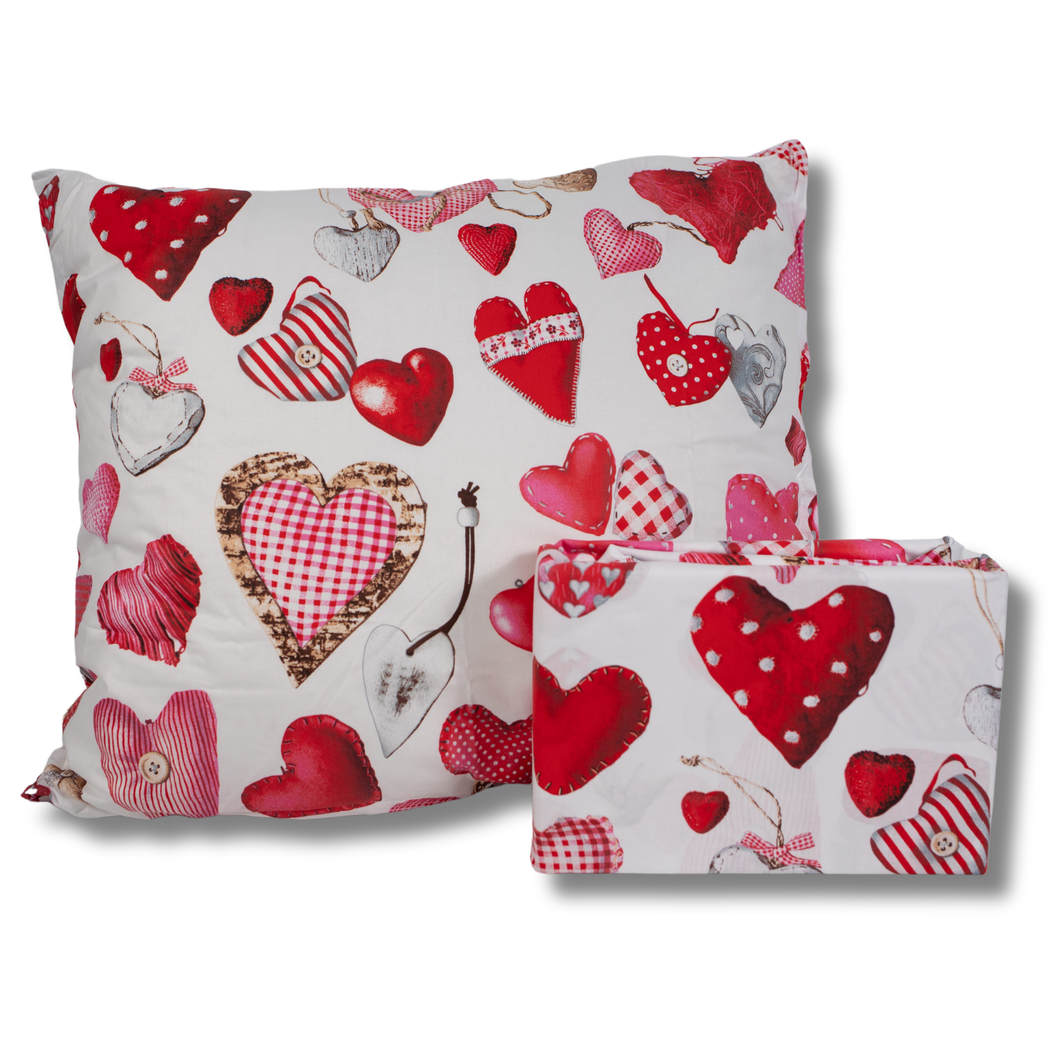Komplet Pościeli 160x200 Walentynkowa BAWEŁNA SATYNOWA Biała w SERCA 3 elementy - obrazek 4