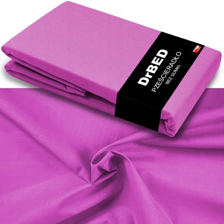 Prześcieradło BEZ GUMKI Bawełniane ODDYCHAJĄCE Miękkie Fioletowe - obrazek 3