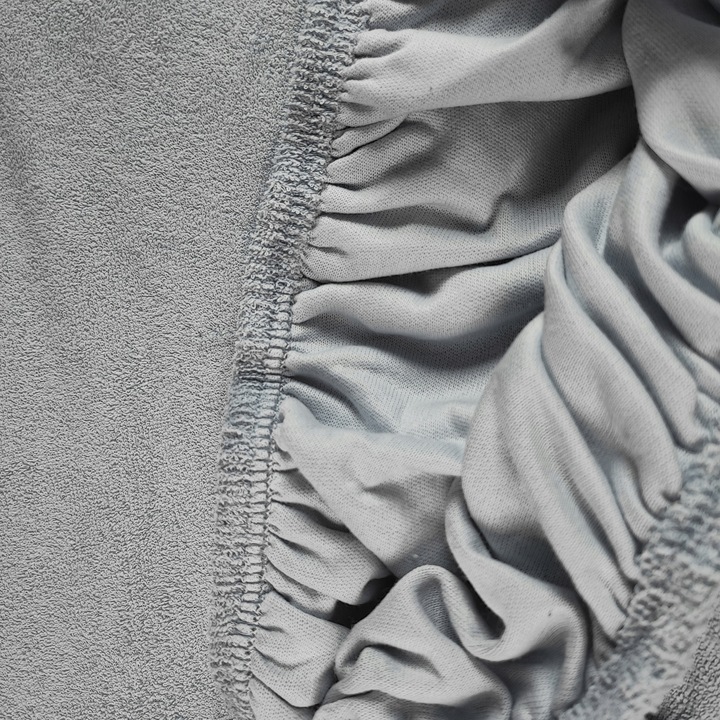 Prześcieradło z Gumką Frotte ODDYCHAJĄCE Mięsiste Kolor Szary Jasny - obrazek 4