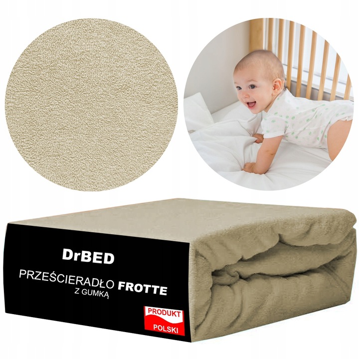 Prześcieradło z Gumką Frotte ODDYCHAJĄCE Mięsiste Kolor Jasny Beż - obrazek 2