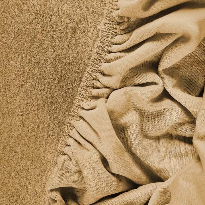 Prześcieradło z Gumką Frotte ODDYCHAJĄCE Mięsiste Kolor Karmelowy - obrazek 5