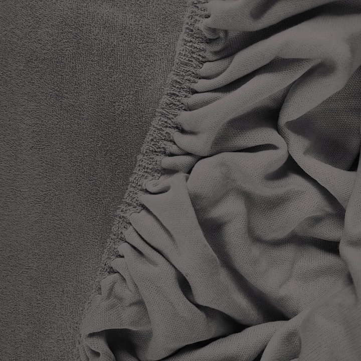 Prześcieradło z Gumką Frotte ODDYCHAJĄCE Mięsiste Kolor Ciemny Szary - obrazek 5