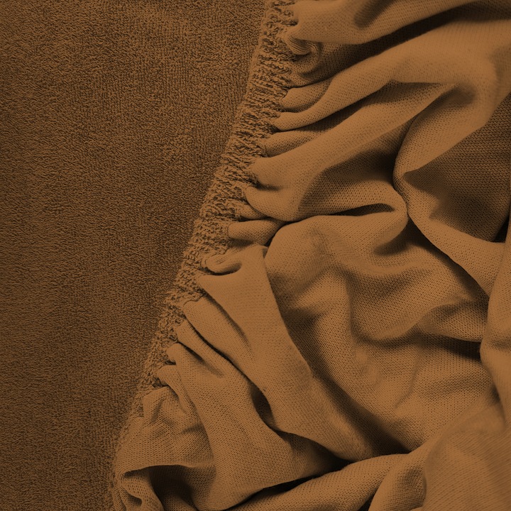 Prześcieradło z Gumką Frotte ODDYCHAJĄCE Mięsiste Kolor Mleczna Czekolada - obrazek 4