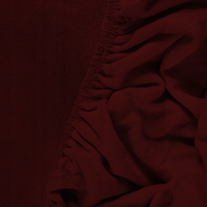 Prześcieradło z Gumką Frotte ODDYCHAJĄCE Mięsiste Kolor Bordowy - obrazek 4