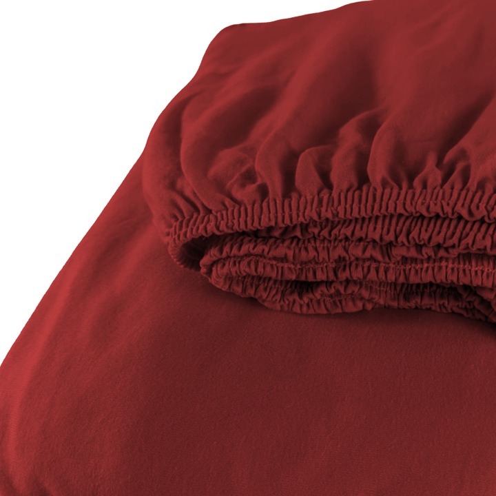 Prześcieradło z Gumką Bawełniane JERSEY ELASTYCZNE BORDOWE - obrazek 4