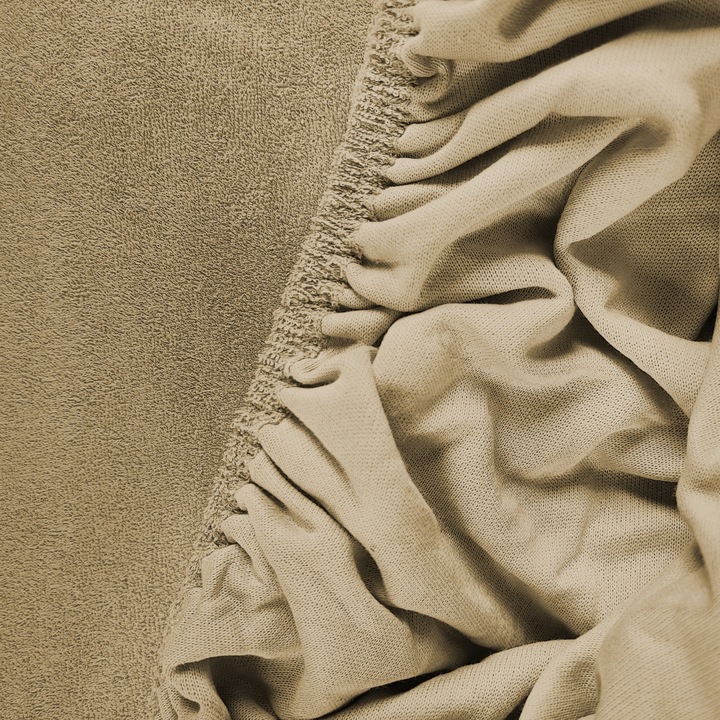 Prześcieradło z Gumką Frotte ODDYCHAJĄCE Mięsiste Kolor Ciemny Beż - obrazek 4