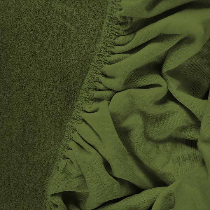 Prześcieradło z Gumką Frotte ODDYCHAJĄCE Mięsiste Kolor Khaki - obrazek 4