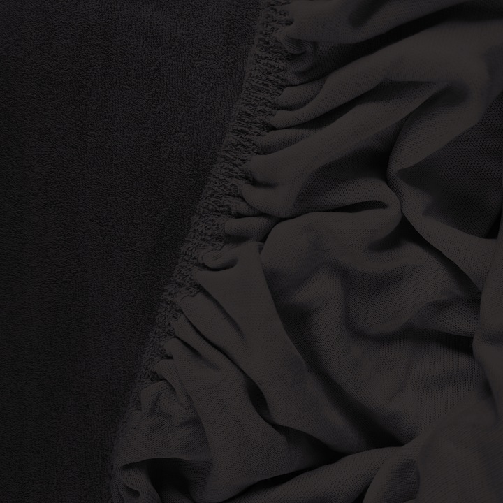 Prześcieradło z Gumką Frotte ODDYCHAJĄCE Mięsiste Kolor Czarny - obrazek 4