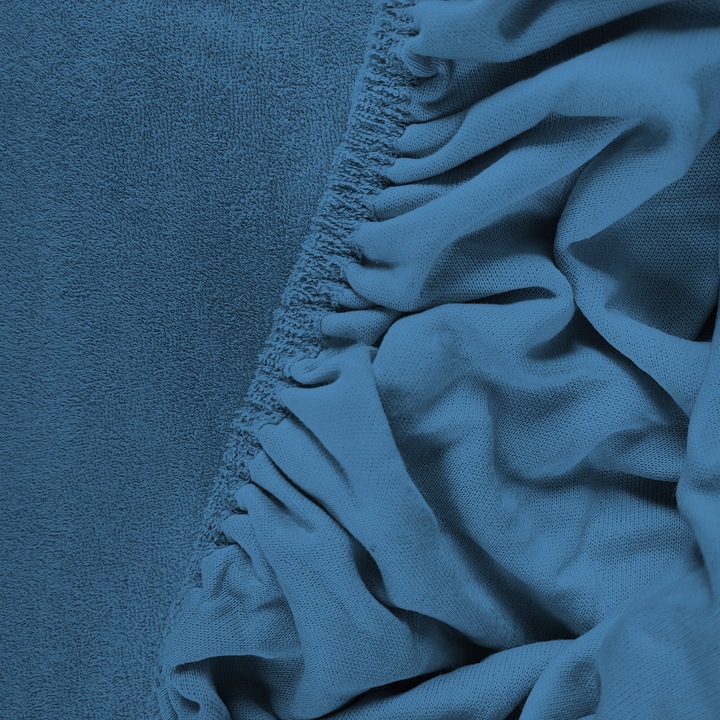 Prześcieradło z Gumką Frotte ODDYCHAJĄCE Mięsiste Kolor Niebieski Ciemny - obrazek 4