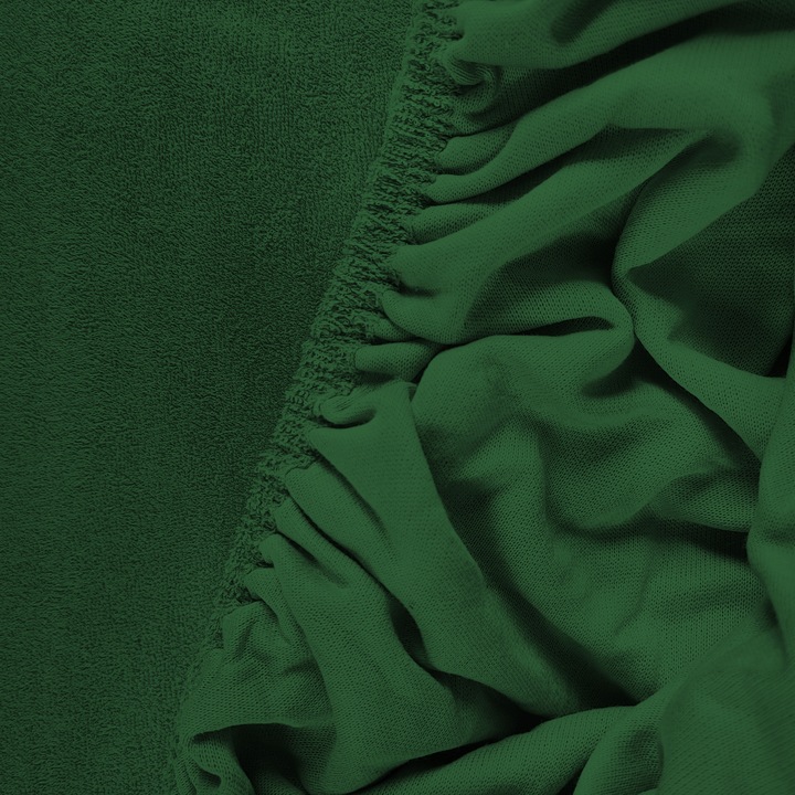 Prześcieradło z Gumką Frotte ODDYCHAJĄCE Mięsiste Kolor Butelkowa Zieleń - obrazek 4