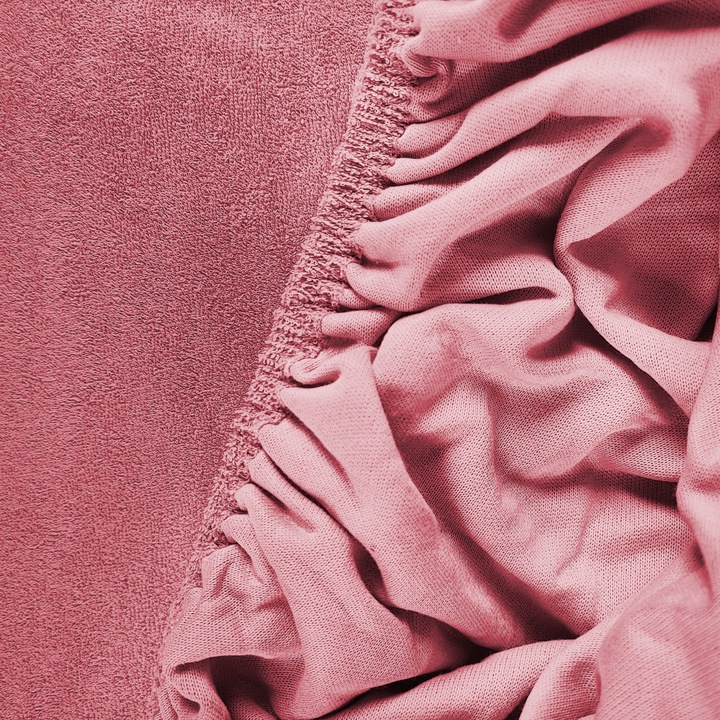 Prześcieradło z Gumką Frotte ODDYCHAJĄCE Mięsiste Kolor Różowy - obrazek 3