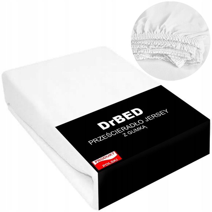 Prześcieradło z Gumką Bawełniane JERSEY ELASTYCZNE BIAŁE - obrazek 2