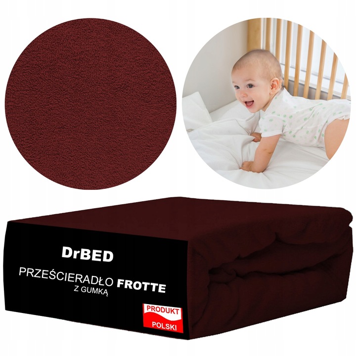 Prześcieradło z Gumką Frotte ODDYCHAJĄCE Mięsiste Kolor Bordowy - obrazek 5