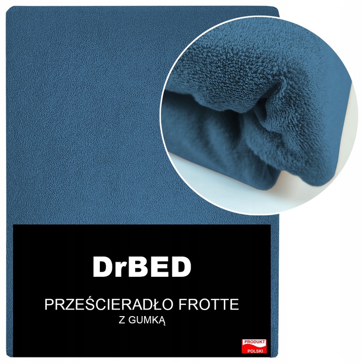 Prześcieradło z Gumką Frotte ODDYCHAJĄCE Mięsiste Kolor Niebieski Ciemny - obrazek 2
