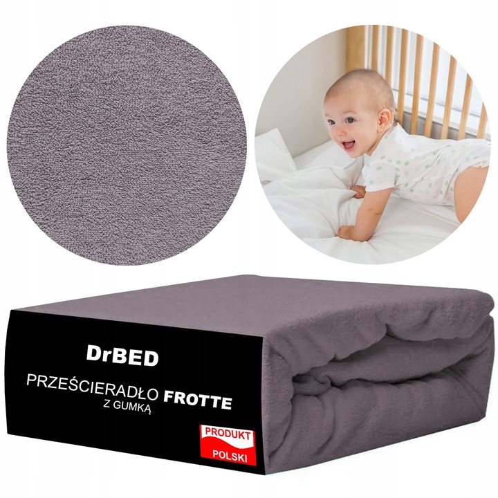 Prześcieradło z Gumką Frotte ODDYCHAJĄCE Mięsiste Kolor Ciemny Szary - obrazek 3