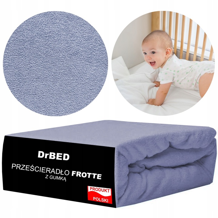 Prześcieradło z Gumką Frotte ODDYCHAJĄCE Mięsiste Kolor Niebieski Jasny - obrazek 3