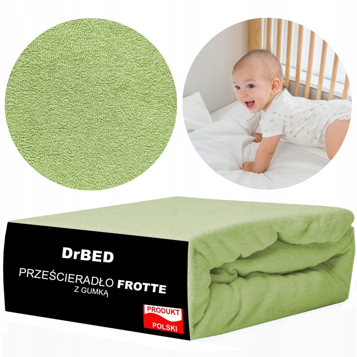 Prześcieradło z Gumką Frotte ODDYCHAJĄCE Mięsiste Kolor Jasny Zielony - obrazek 3