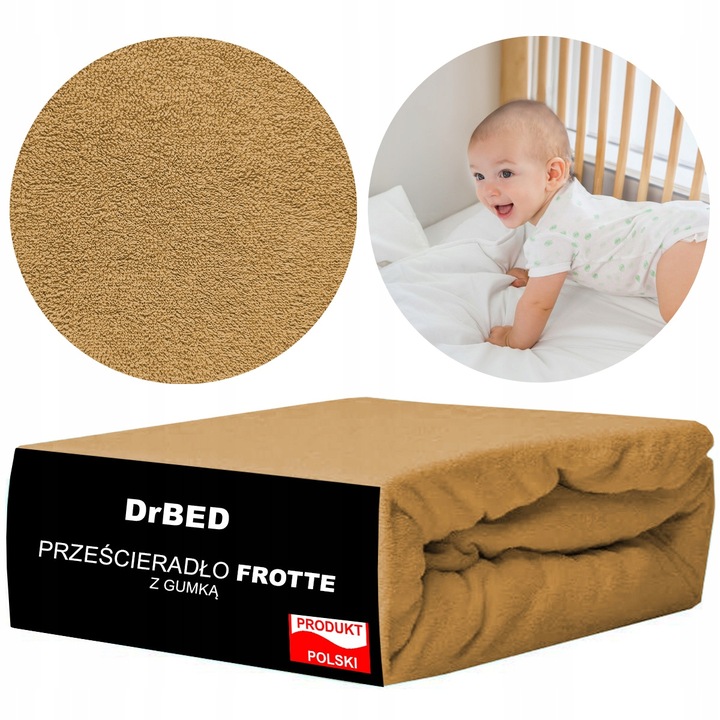 Prześcieradło z Gumką Frotte ODDYCHAJĄCE Mięsiste Kolor Karmelowy - obrazek 2