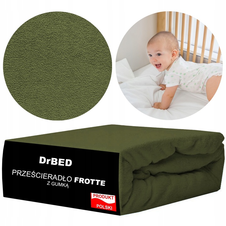 Prześcieradło z Gumką Frotte ODDYCHAJĄCE Mięsiste Kolor Khaki - obrazek 3