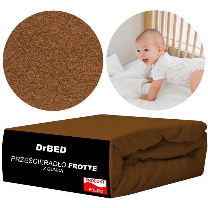 Prześcieradło z Gumką Frotte ODDYCHAJĄCE Mięsiste Kolor Mleczna Czekolada - obrazek 2
