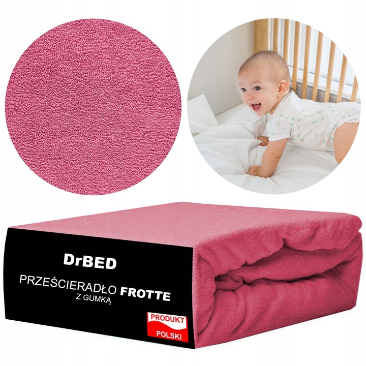 Prześcieradło z Gumką Frotte ODDYCHAJĄCE Mięsiste Kolor Różowy - obrazek 5